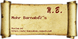 Mohr Barnabás névjegykártya