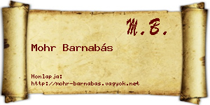 Mohr Barnabás névjegykártya